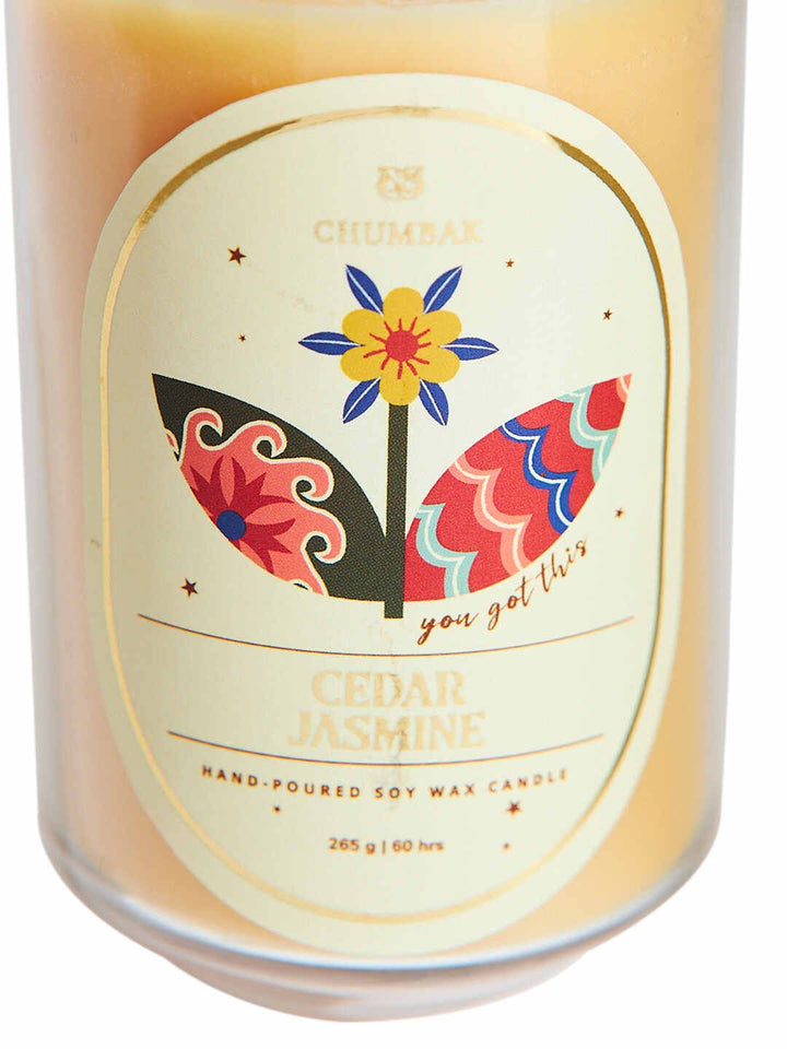 Chumbak Orange & Green Printed Jar Candle