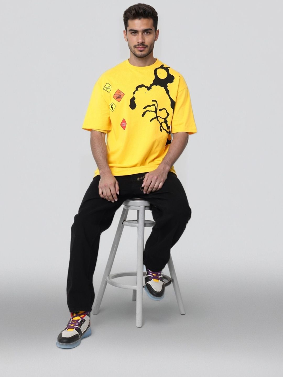 The Indian Garage Co Men Printed Pockets Boxy T-shirt