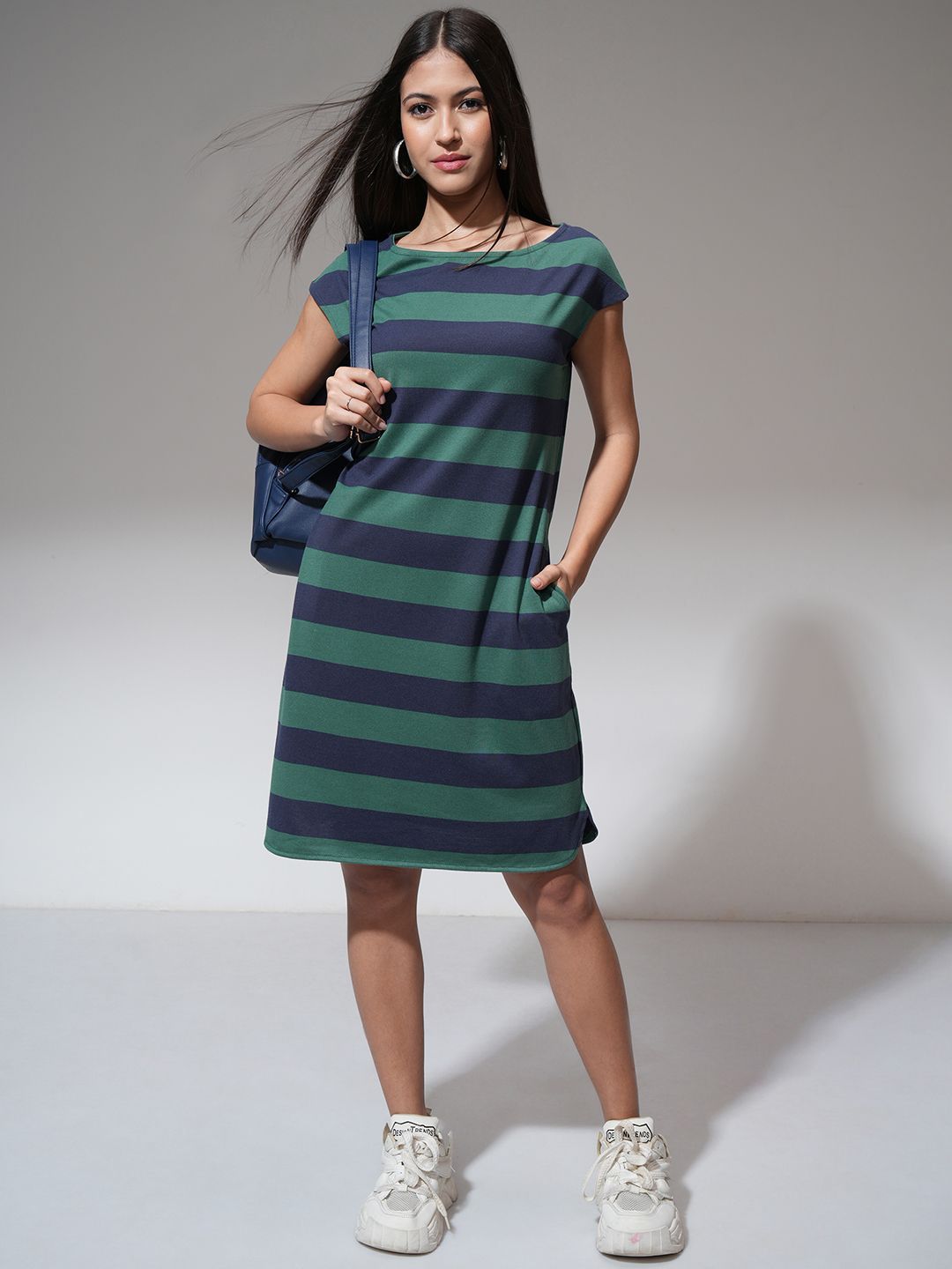 Tokyo Talkies Women Striped T-shirt Mini Dress