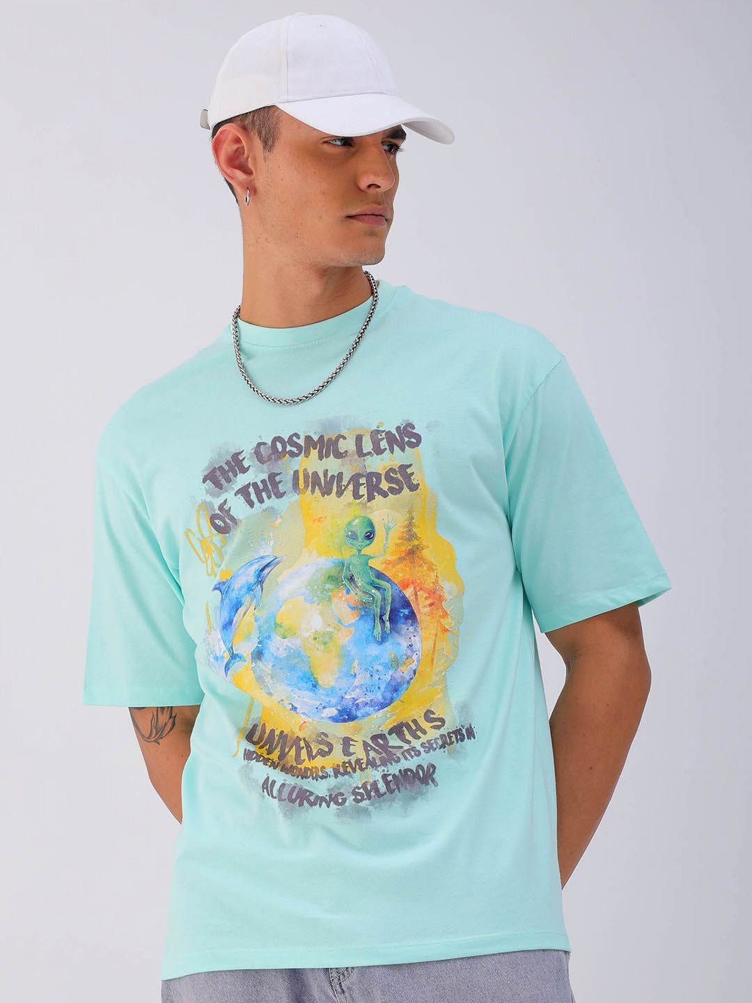 The Indian Garage Co Men Typography Printed Boxy Oversized Round Neck T-shirt