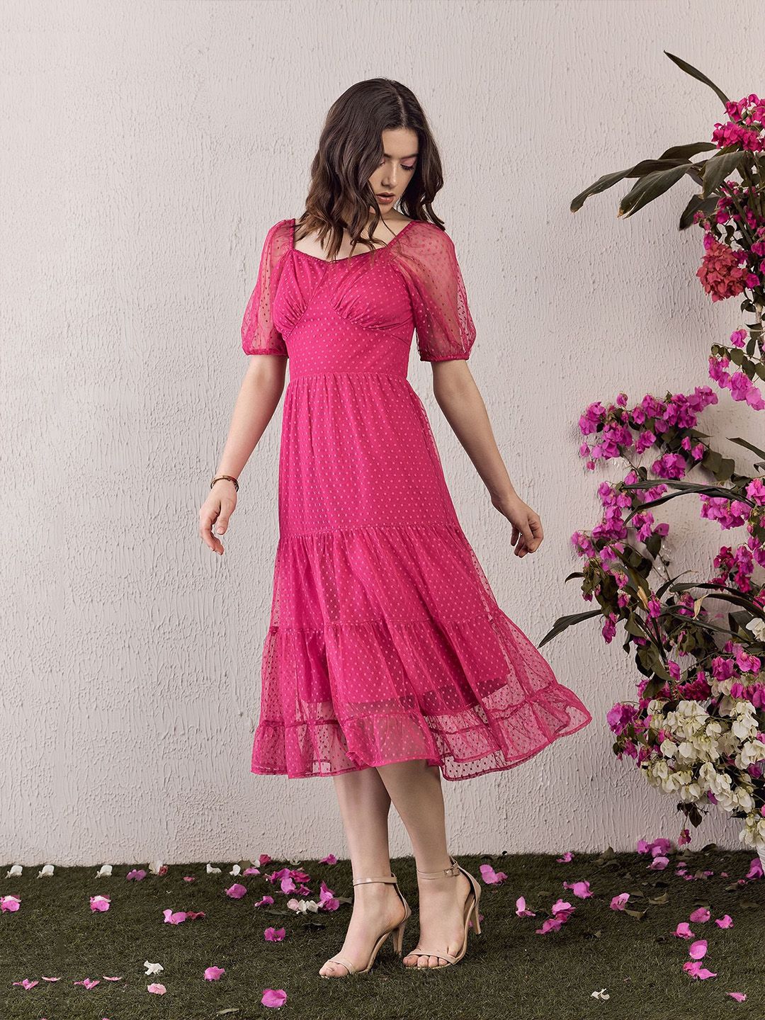 Berrylush Women Floral Ruffled Empire Midi Dress
