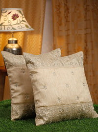 HOSTA HOMES Gold-Toned & Silver-Toned 2 Pieces Ethnic Motifs Square Cushion Covers
