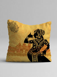 STITCHNEST Yellow & Purple Set of 5 Ethnic Motifs Square Cushion Covers