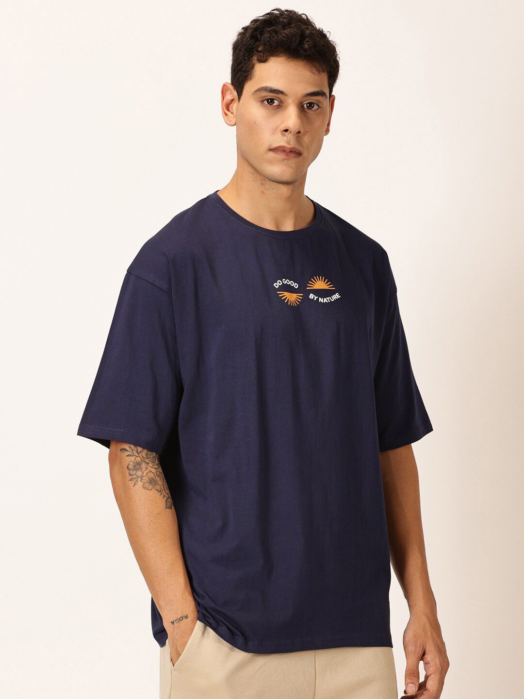Thomas Scott Round Neck Printed Cotton Oversized T-shirt