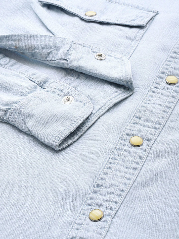 SPYKAR Slim Fit Opaque Chambray Pure Cotton Casual Shirt