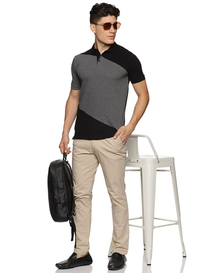 ADRO Colourblocked Cotton Polo Collar T-shirt