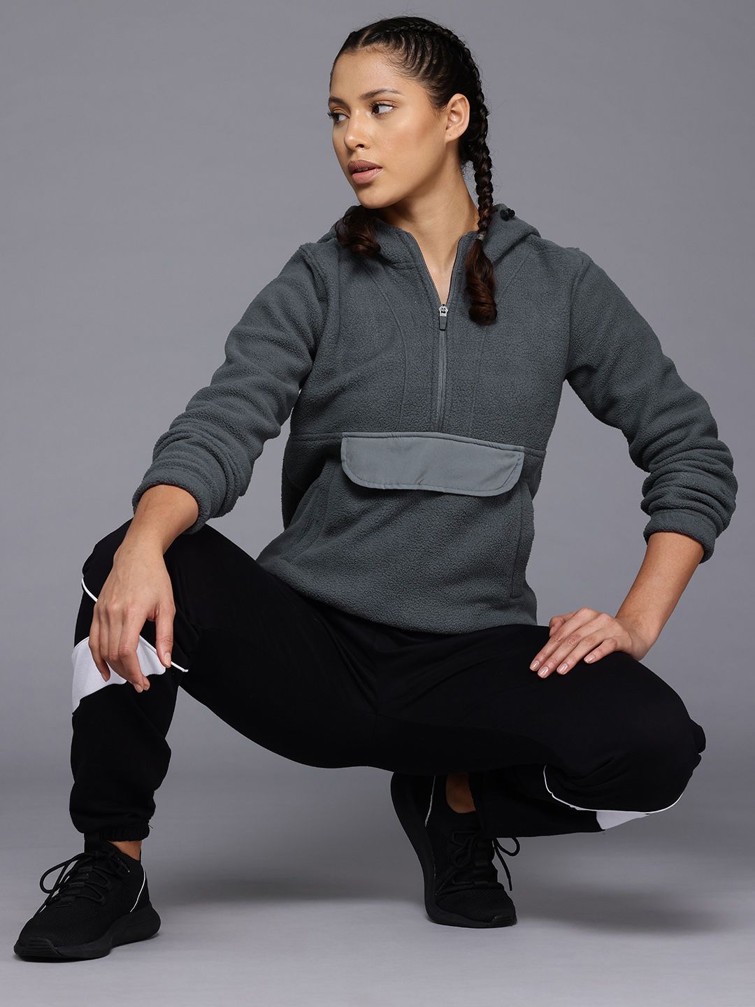 HRX by Hrithik Roshan Hooded Half-Zipper Sweatshirt