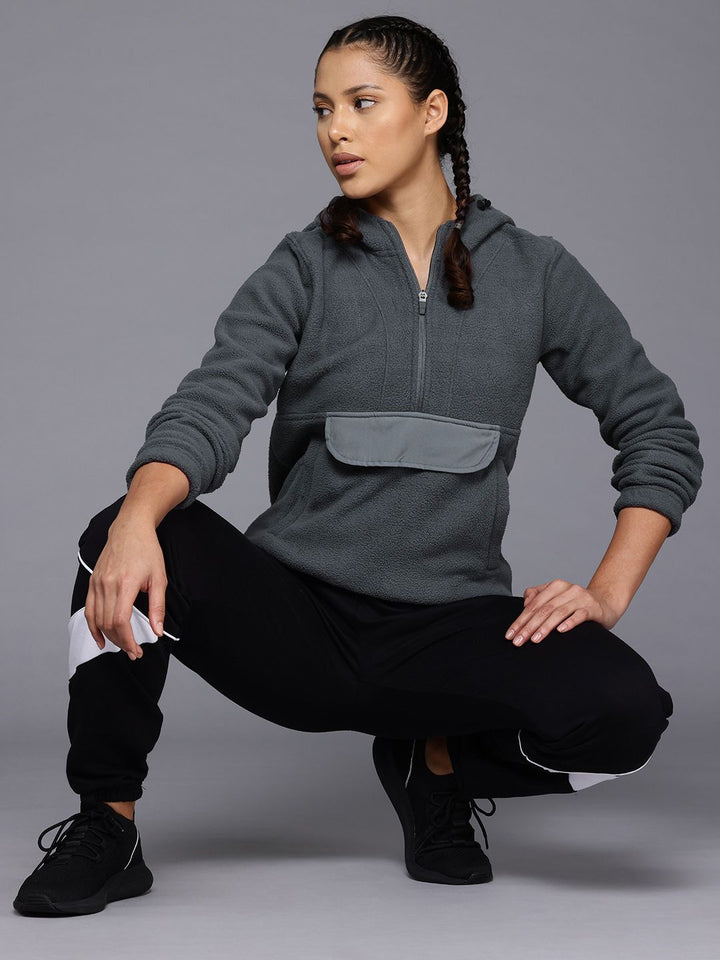 HRX by Hrithik Roshan Hooded Half-Zipper Sweatshirt