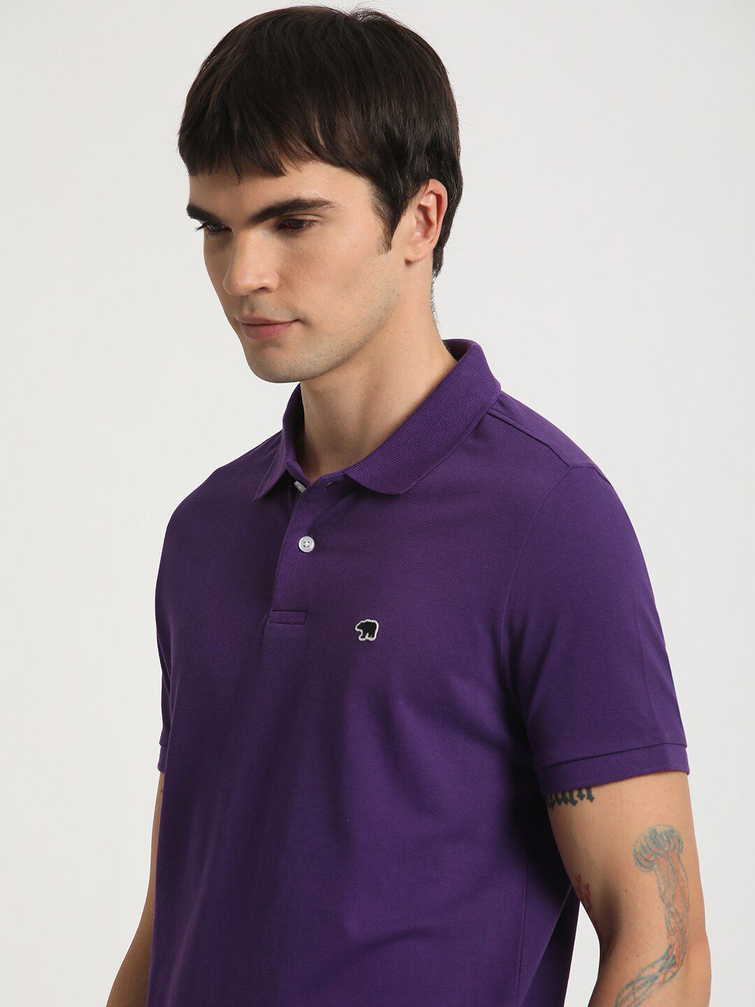 THE BEAR HOUSE Polo Collar Pure Cotton Slim Fit T-shirt