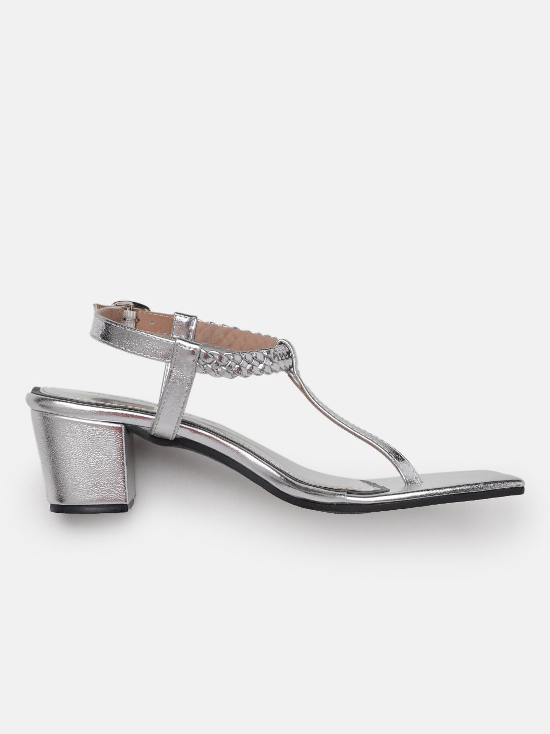 DressBerry Braided Design T-strap Block Heels