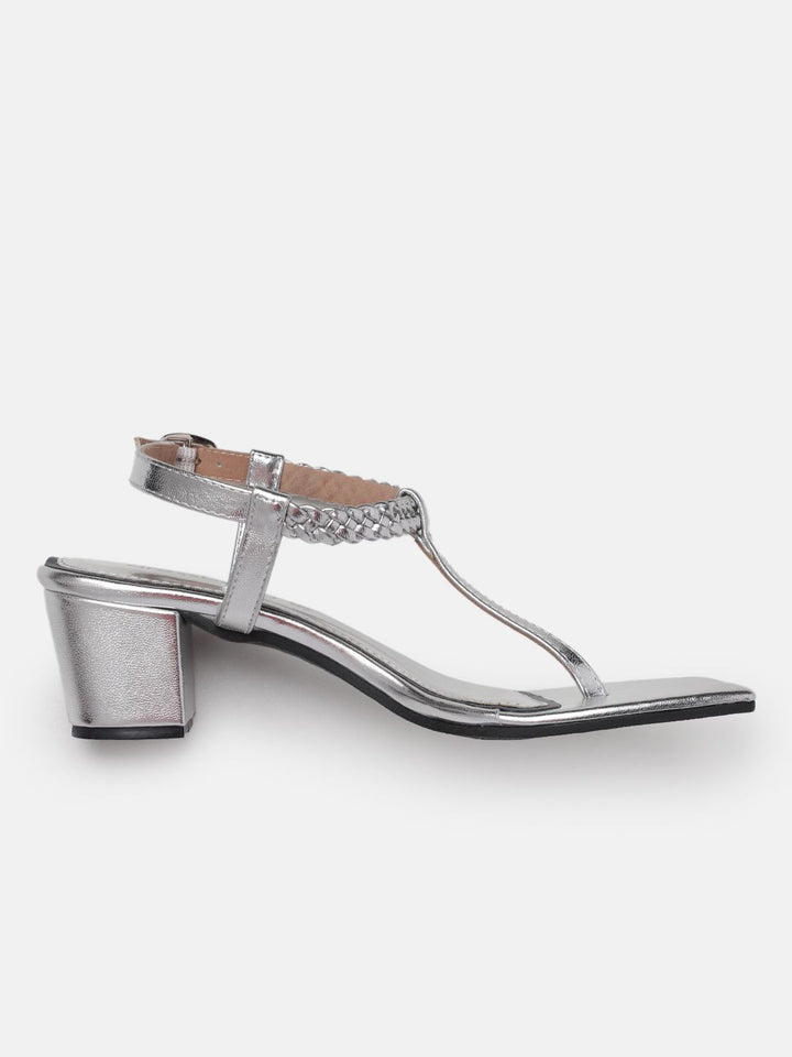 DressBerry Braided Design T-strap Block Heels