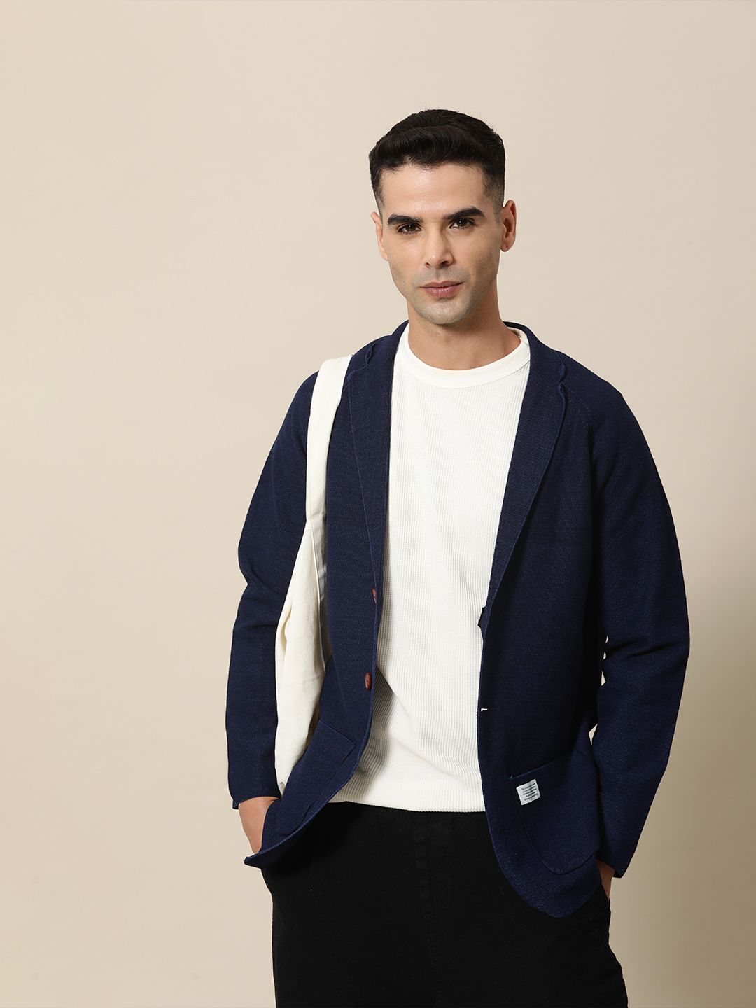 Mr Bowerbird Tailored Fit Lightweight Knitted Single-Breasted Casual Blazer