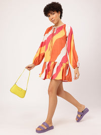 DressBerry Hello Sunshine Tie-Up Neck Abstract Printed Drop-waist Dress