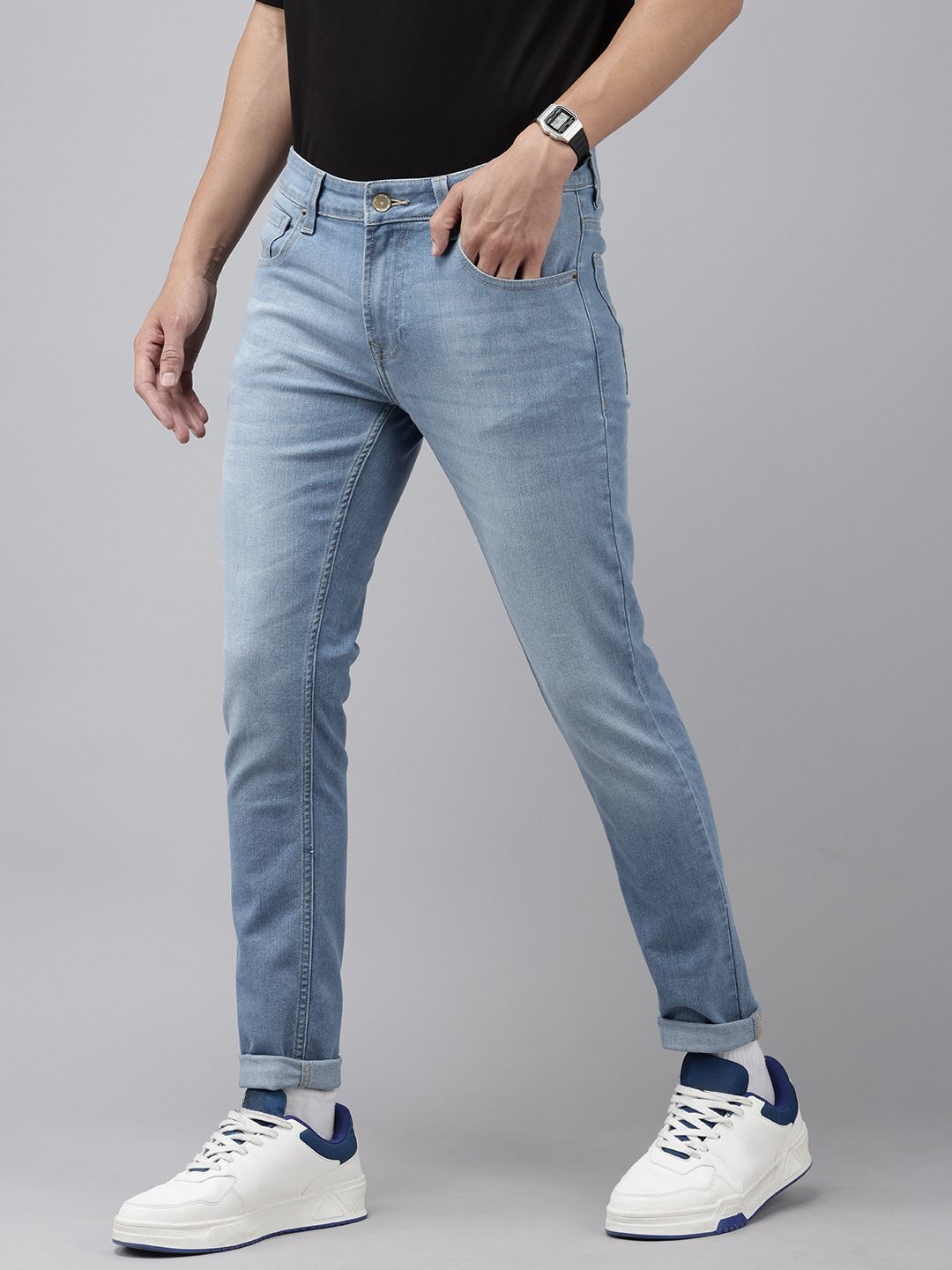 SPYKAR Men Super Skinny Fit Low-Rise Light Fade Stretchable Jeans