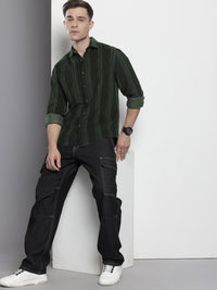 The Indian Garage Co Pure Cotton Vertical Striped Corduroy Casual Shirt