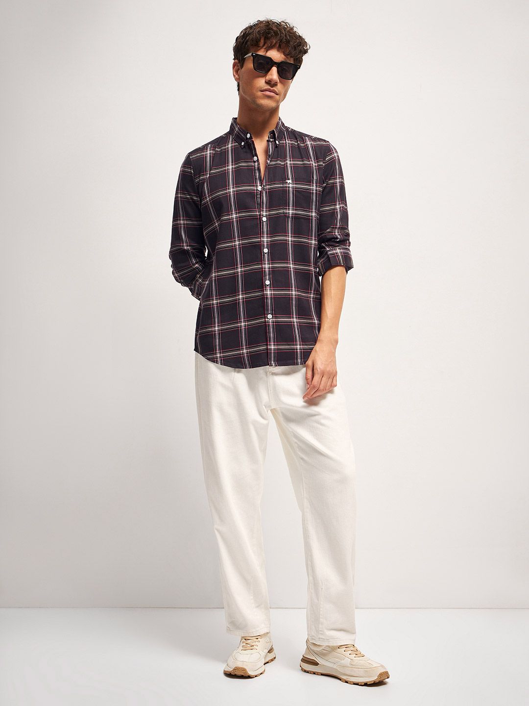 THE BEAR HOUSE Men Tartan Checks Slim Fit Casual Shirt