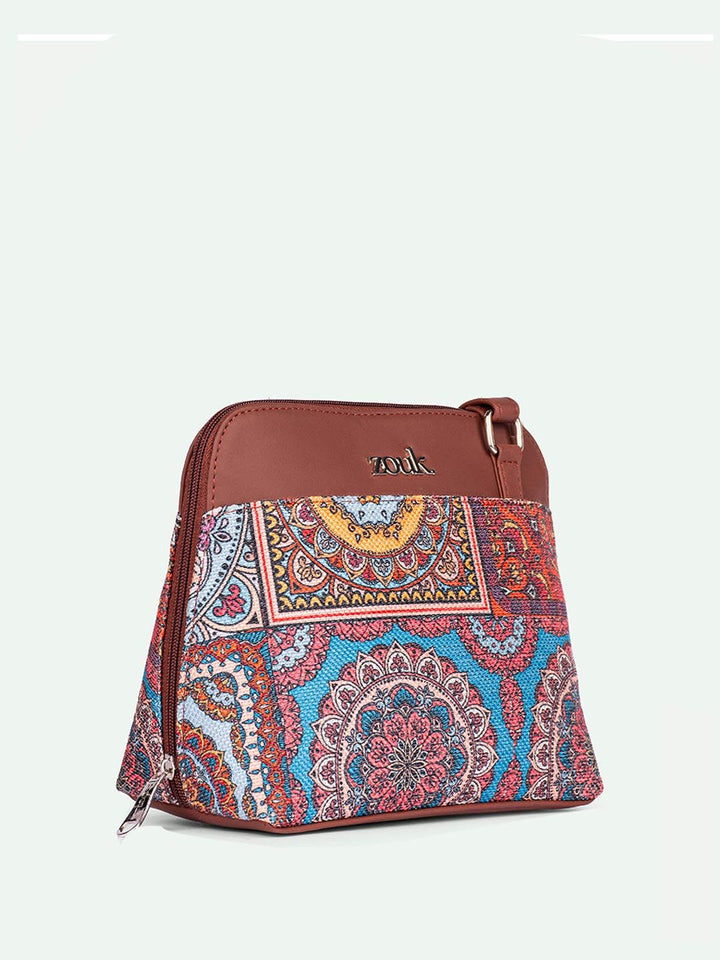 ZOUK Ethnic Motifs Printed Structured Sling Bag