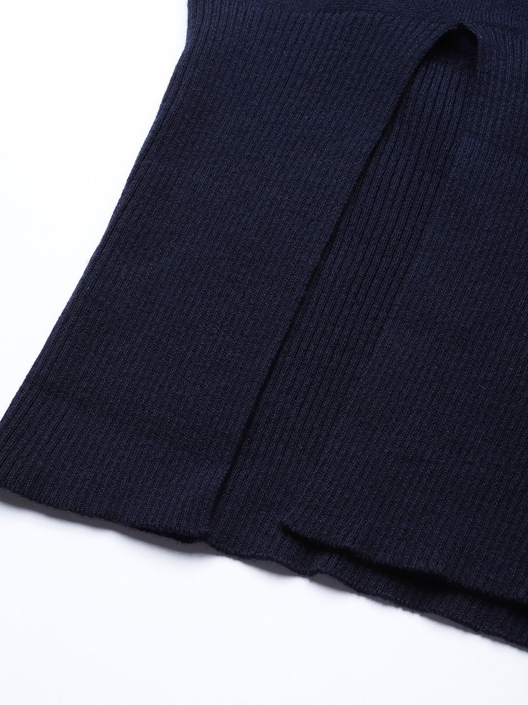 STREET 9 Women Navy Blue Self Design Winter Sheath Dress