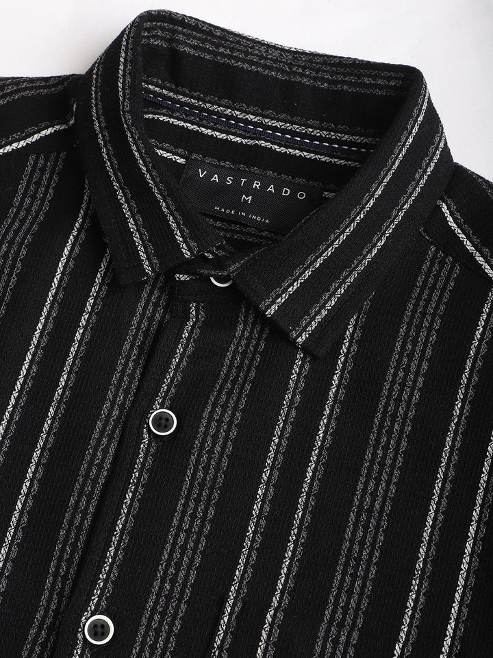 VASTRADO Men Classic Slim Fit Opaque Striped Casual Shirt