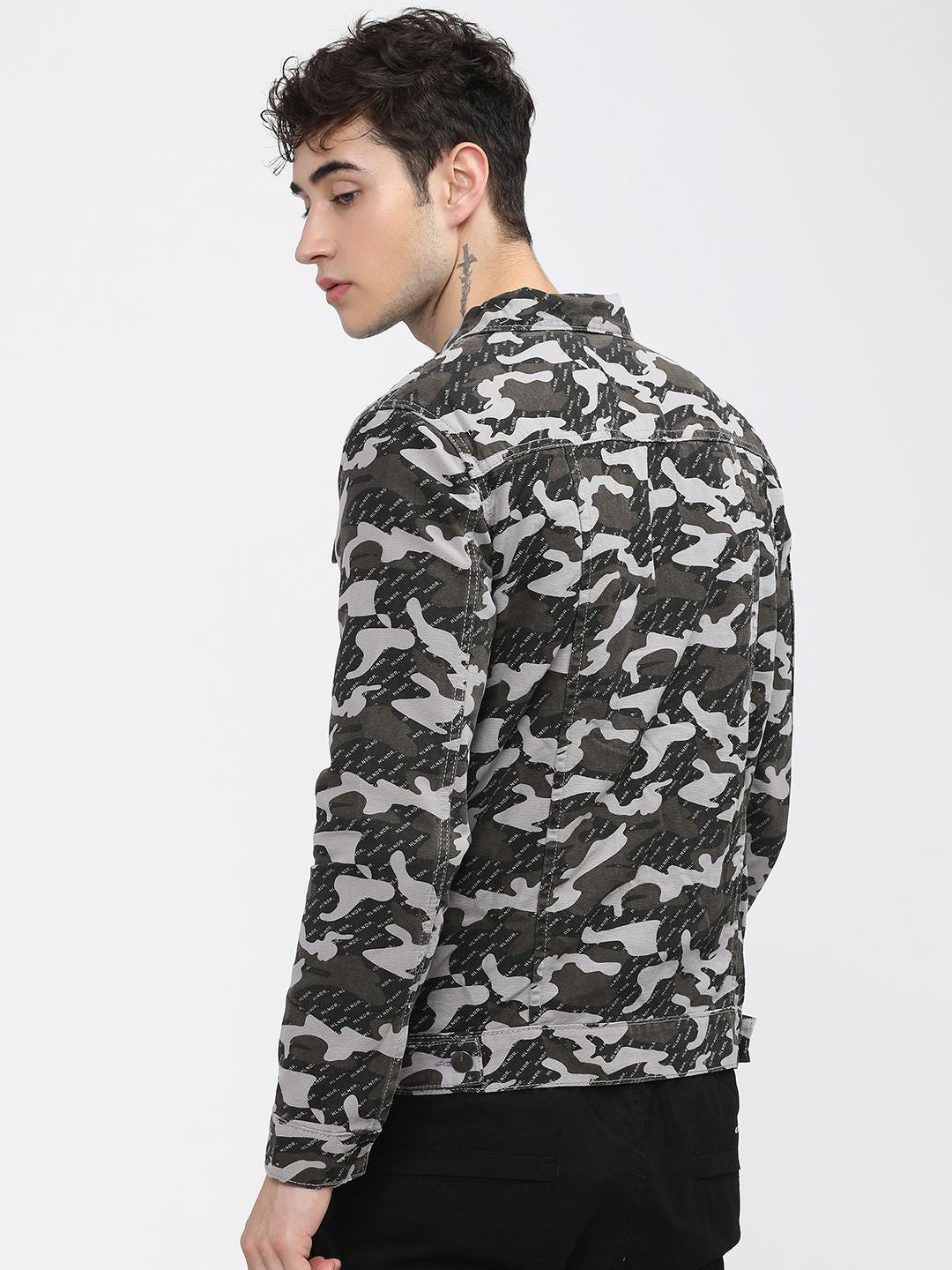 HIGHLANDER Men Camouflage Denim Jacket