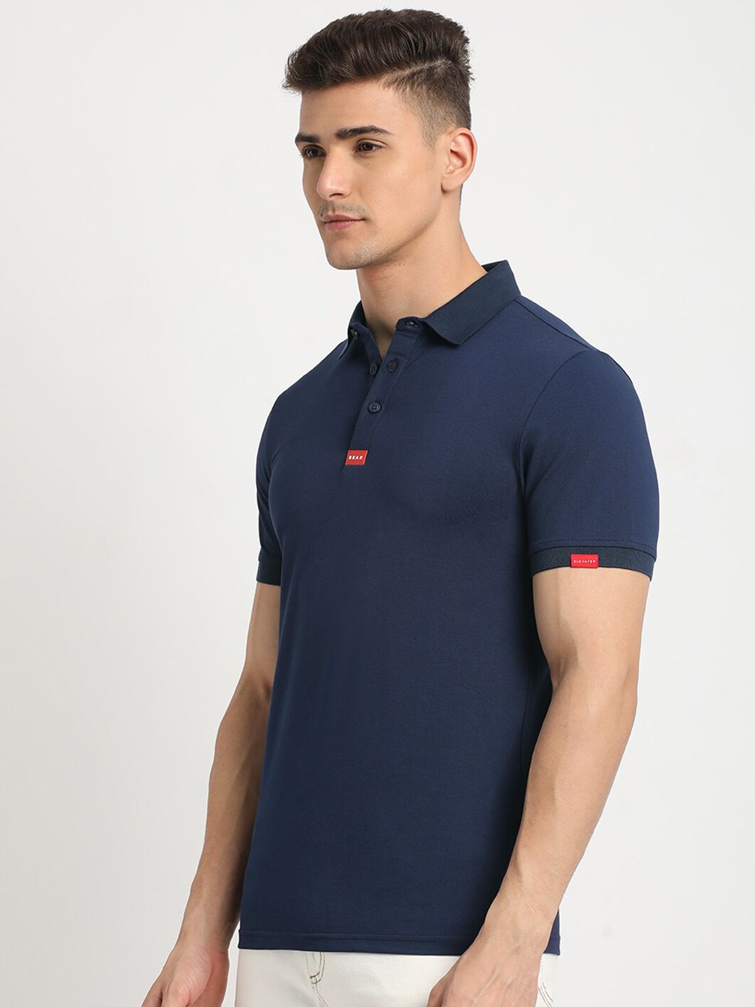 THE BEAR HOUSE Polo Collar Short Sleeves Slim Fit T-shirt