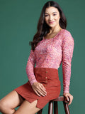 DressBerry Printed Square Neck Top