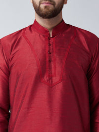 SOJANYA Men Maroon Solid Straight Kurta
