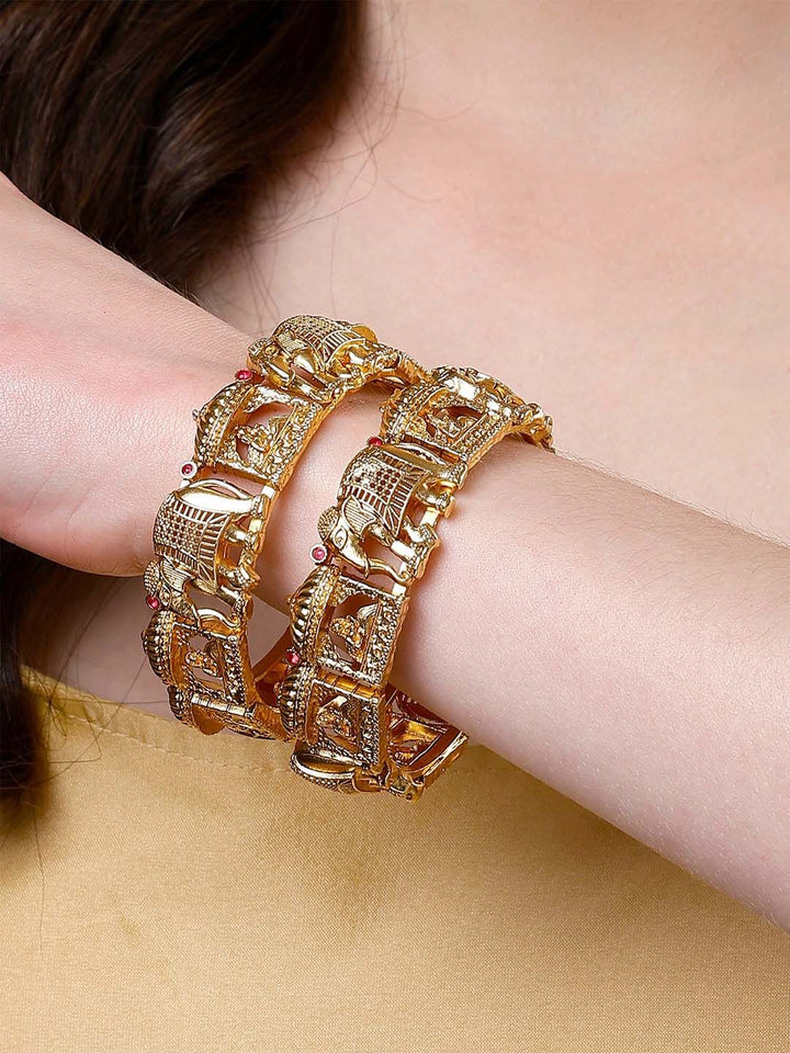 Set Karatcart dari 2 gelang Kundan berlapis emas