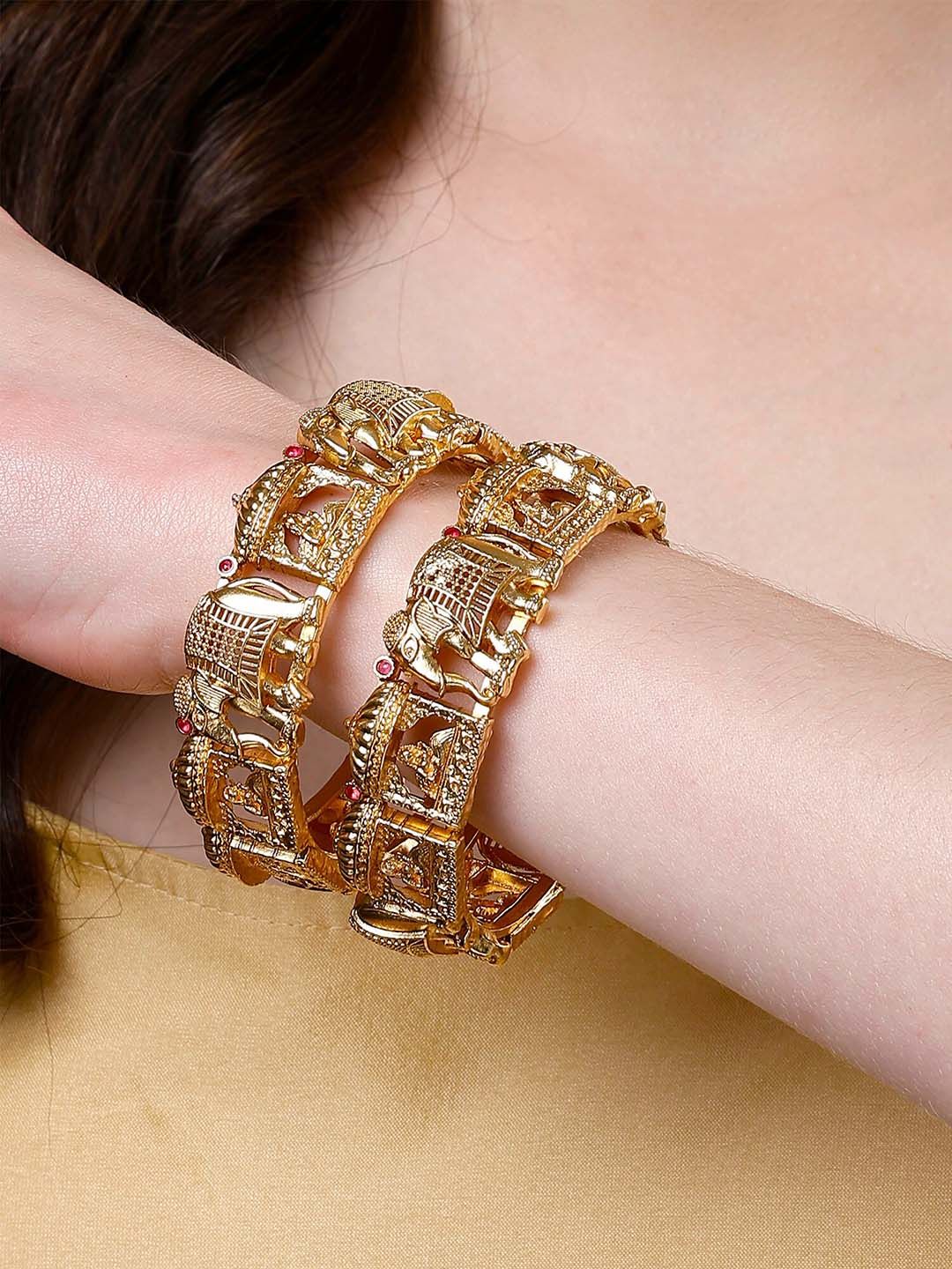 Set Karatcart dari 2 gelang Kundan berlapis emas