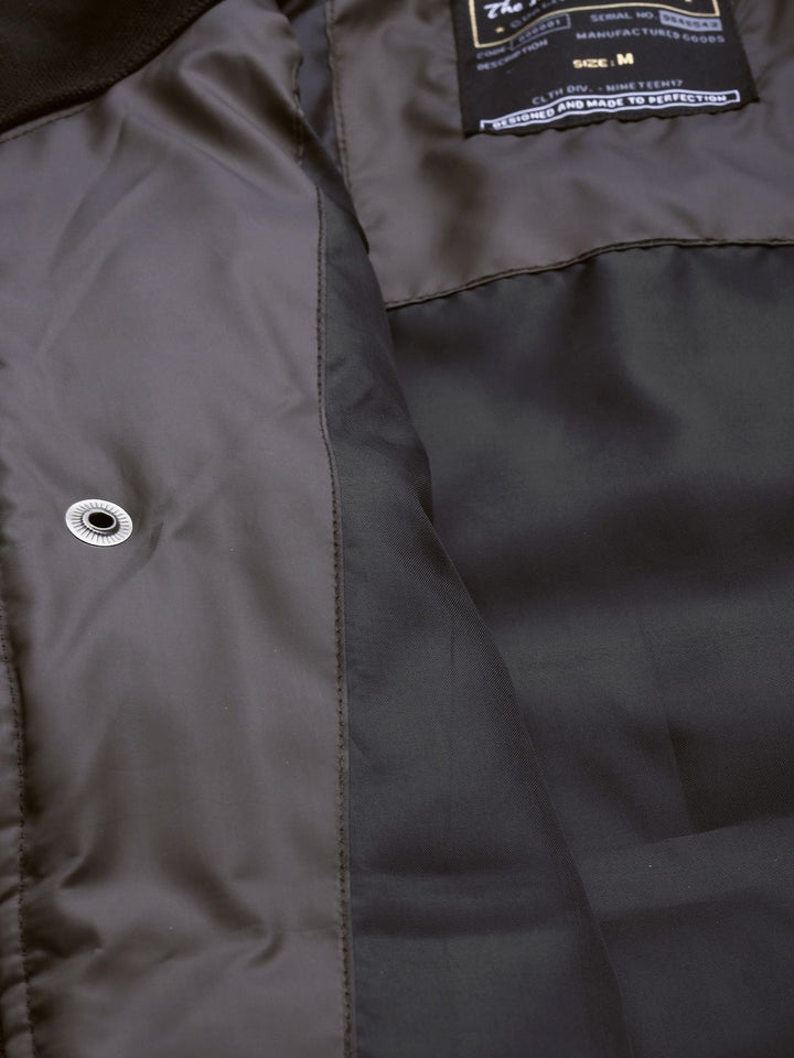 The Indian Garage Co Men Charcoal Grey Solid Padded Jacket