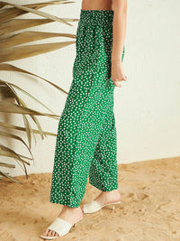 Berrylush Women Green Floral Printed High-Rise Trousers