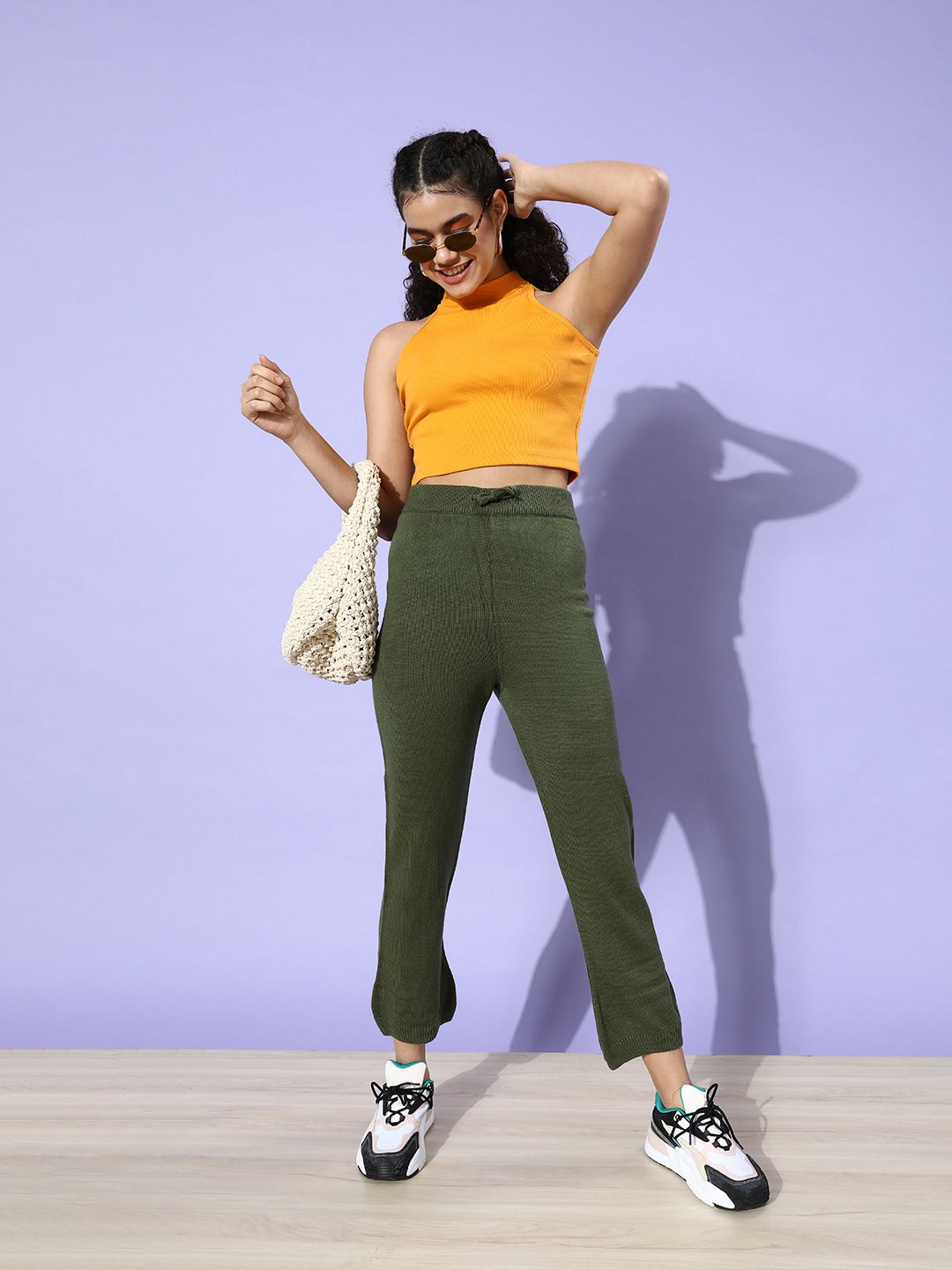 STREET 9 Woman Bright Yellow Solid Cropped Top