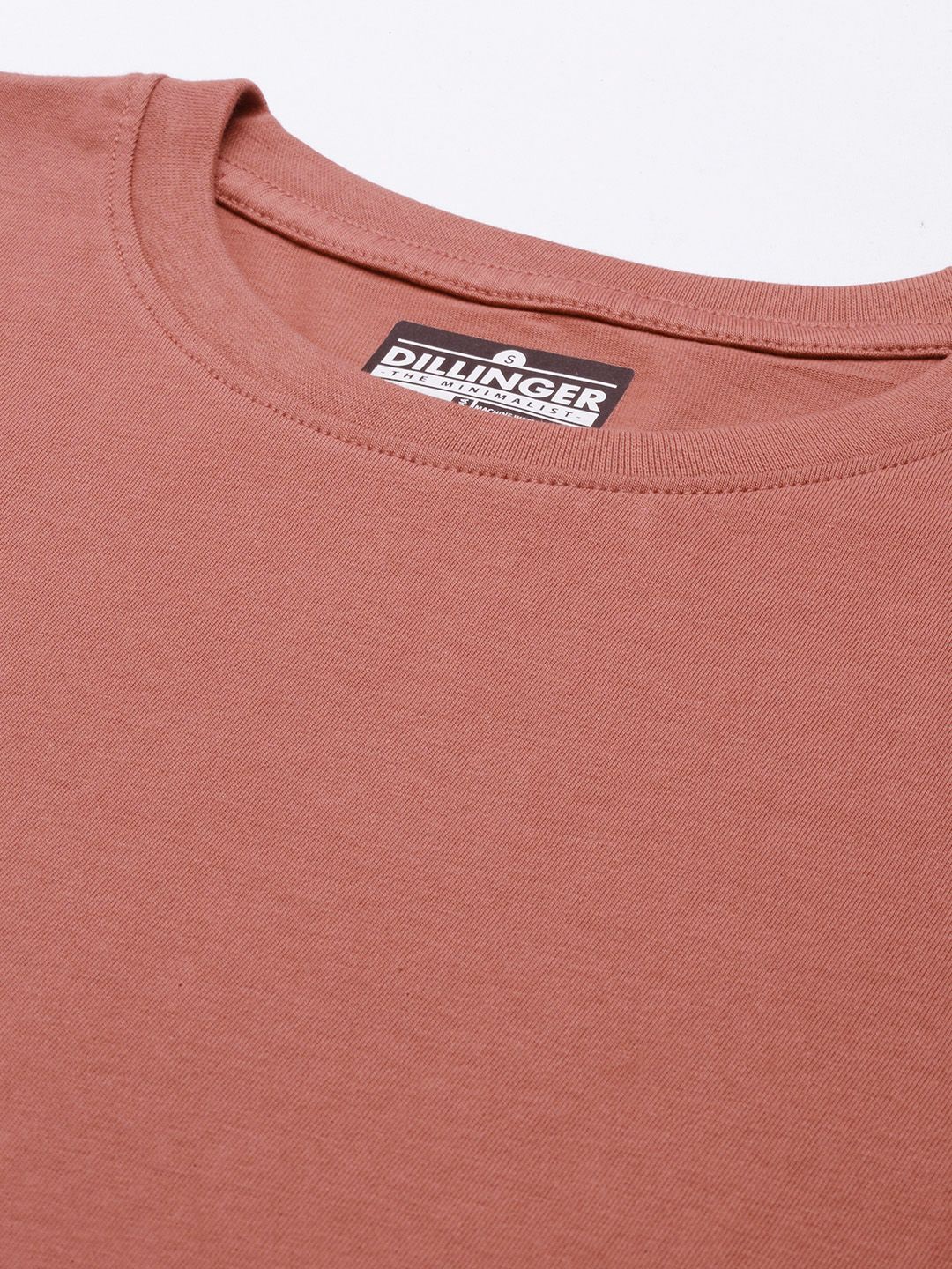 DILLINGER Women Dusty Pink Solid Pure Cotton Oversized T-shirt