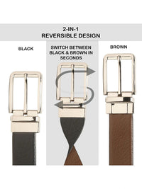 Teakwood Leathers Men Textured Leather Reversible Formal Belt