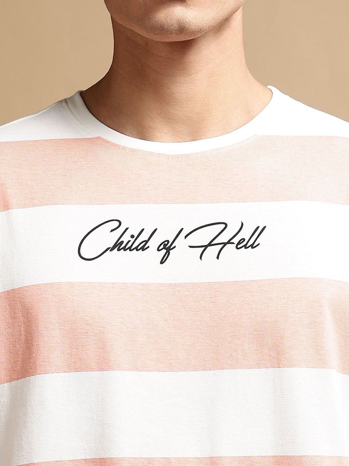 Eszett Men Child Hell Tshirt Striped Cotton Leher Bulat Kemeja-T Fit Oversized