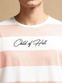 Eszett Men Child Hell Tshirt Striped Cotton Leher Bulat Kemeja-T Fit Oversized