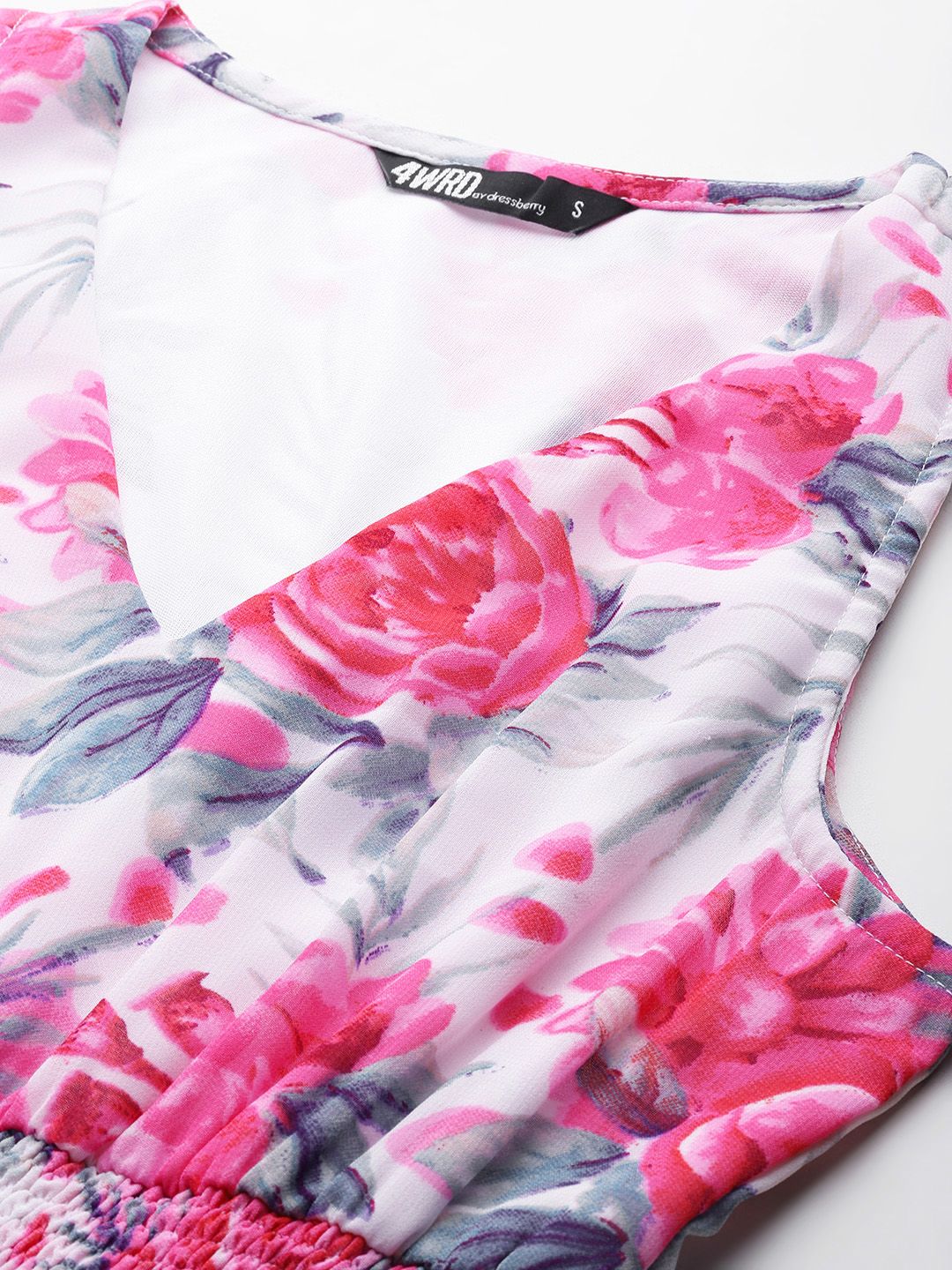 DressBerry Smocked Floral Print Maxi Dress