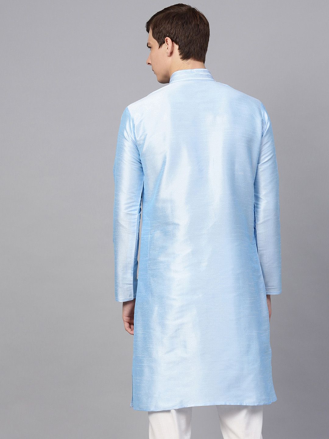 SOJANYA Men Turquoise Blue Solid Kurta Lurus