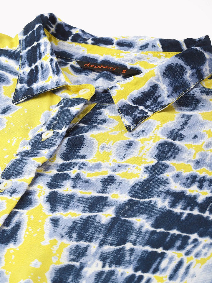 DressBerry 70's Groovy Tie & Dye Knot Shirt Style Top