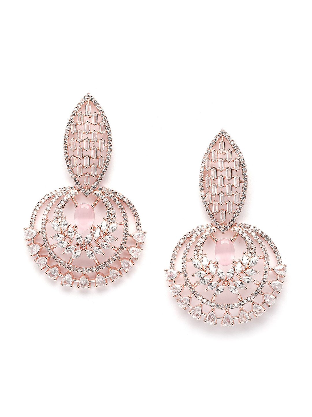KARATCART Rose Gold Contemporary Drop Earrings