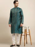 SOJANYA Men Teal Ethnic Motifs Regular Kurta with Churidar