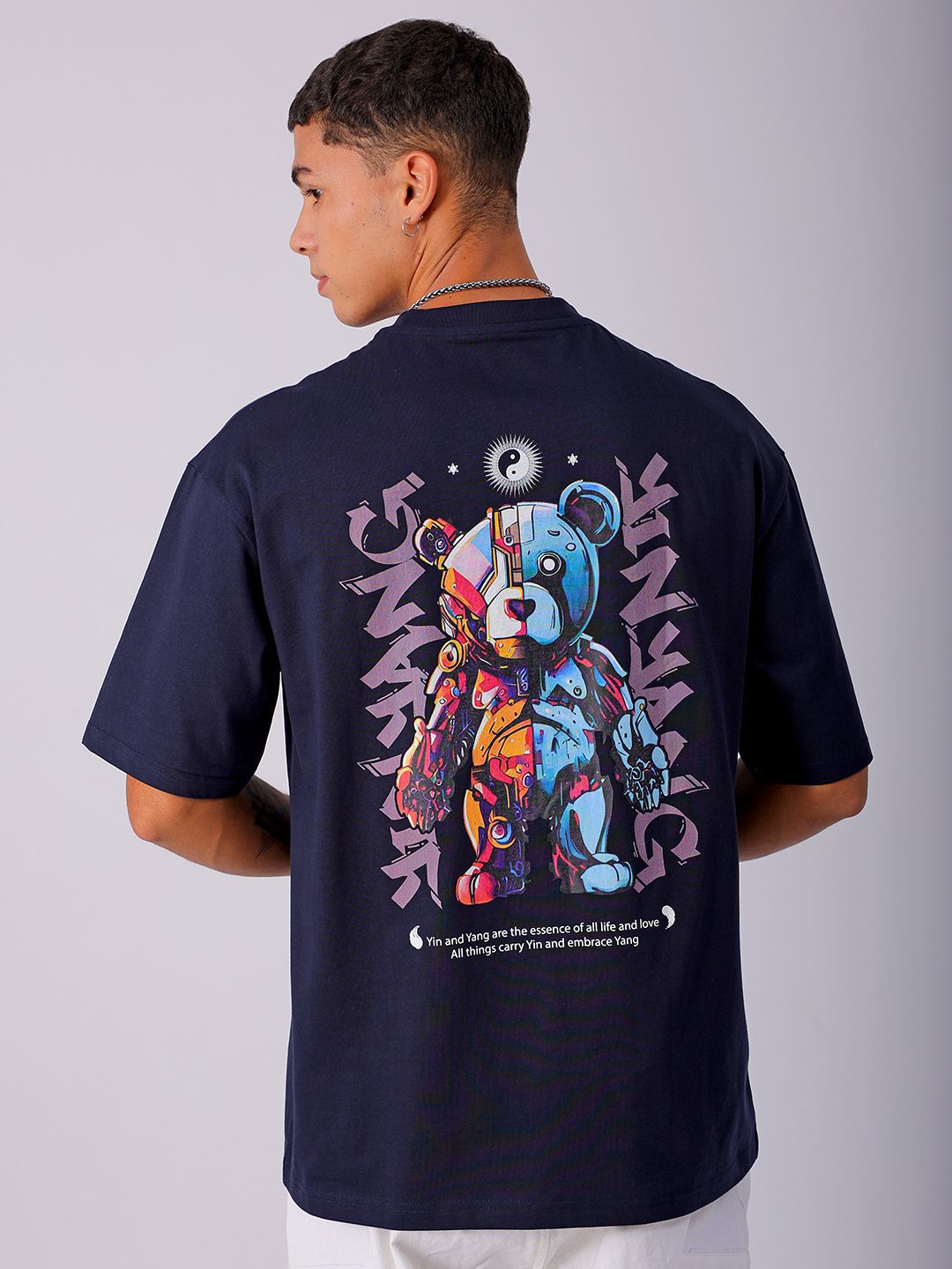 The Indian Garage Co Men Back Printed Boxy Oversized Round Neck T-shirt