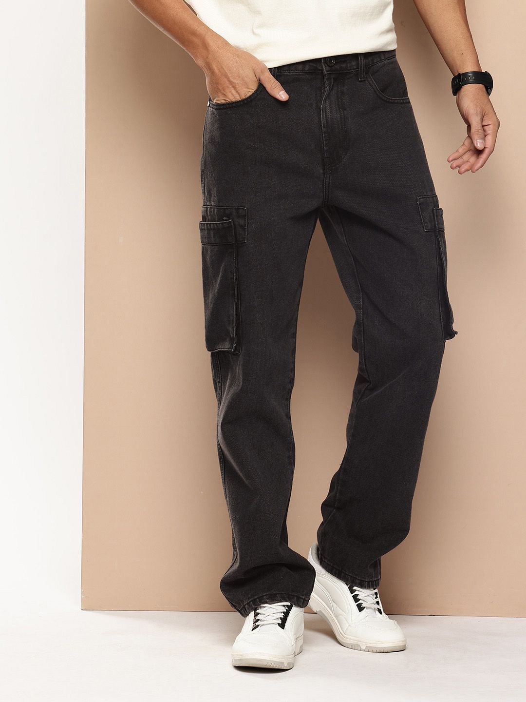 Bene Kleed Men Pure Cotton Straight Fit Cargo Style Jeans