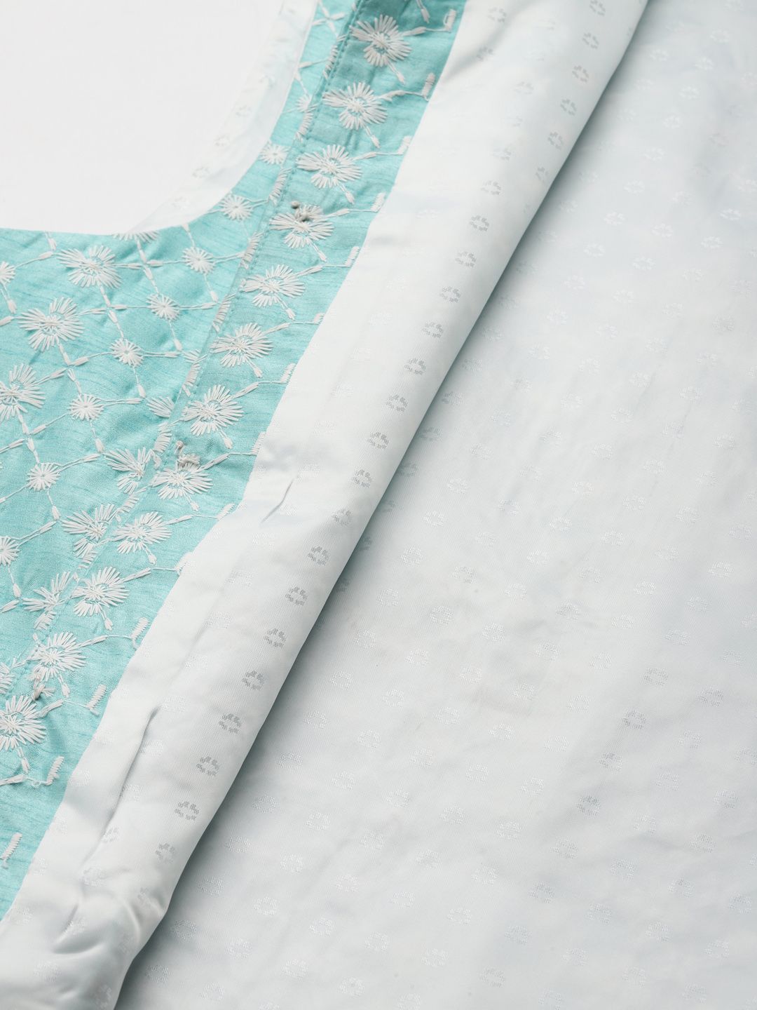 SOJANYA Lelaki Motif Etnik Biru Sulam Benang Kerja Kurta dengan Churidar
