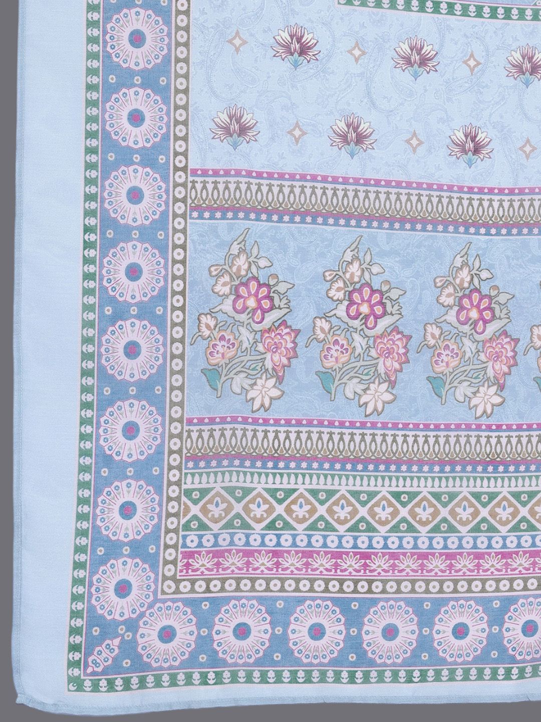 Libas Blue Floral Printed Keyhole Neck Straight Kurta With Salwar & Dupatta