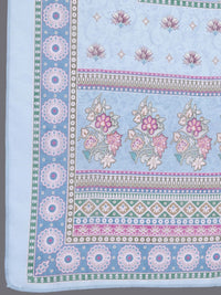 Libas Blue Floral Printed Keyhole Neck Straight Kurta With Salwar & Dupatta