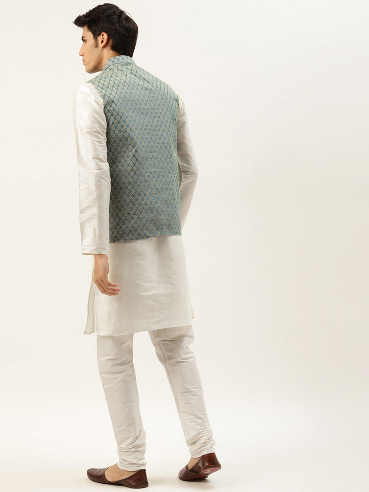 SOJANYA Manadrin Collar Kurta with Churidar & Nehru Jacket