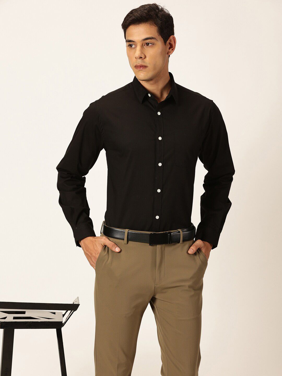Thomas Scott Classic Slim Fit Long Sleeves Spread Collar Cotton Opaque Formal Shirt
