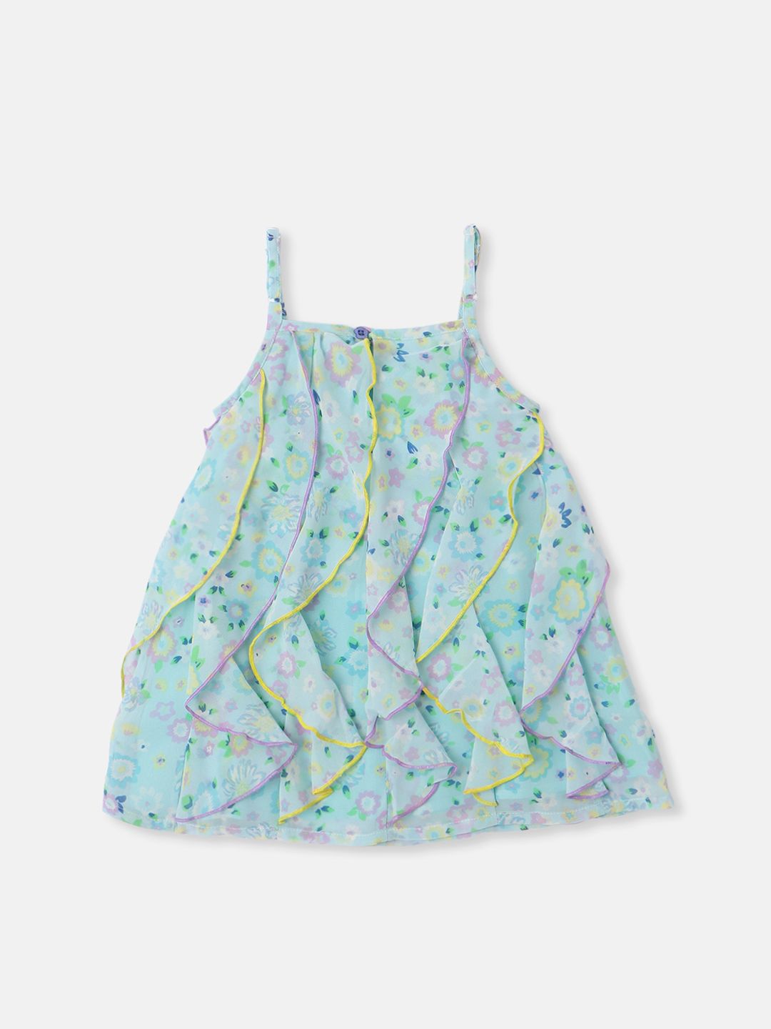 Nauti Nati Floral Print Ruffled Georgette A-Line Dress