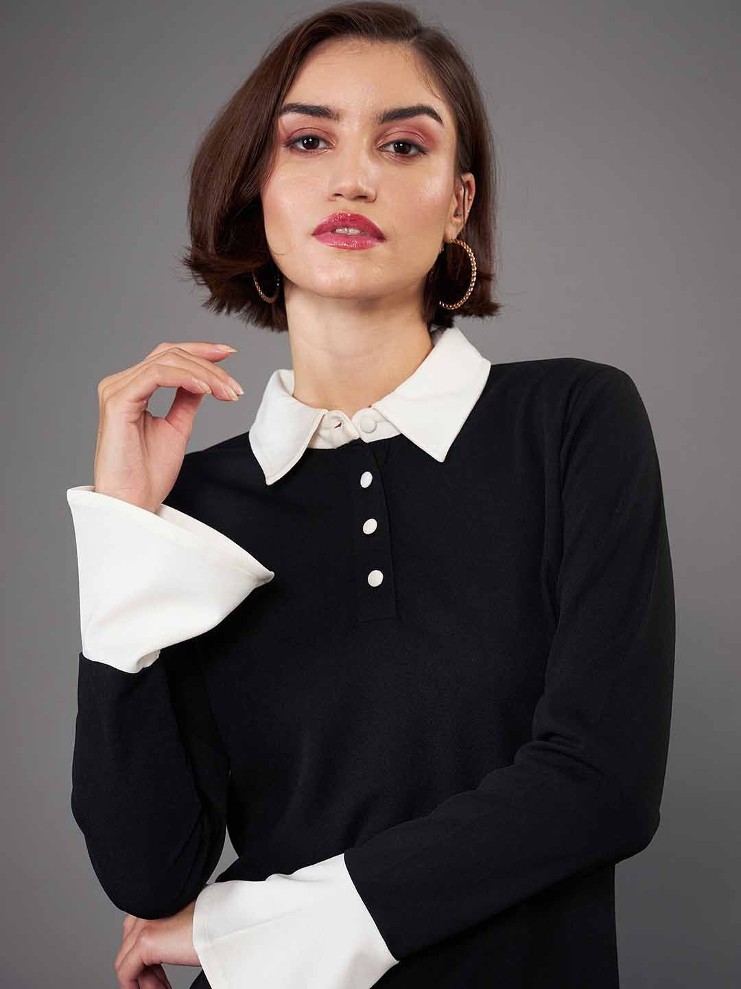 SASSAFRAS worklyf Shirt Collar Sheath Dress